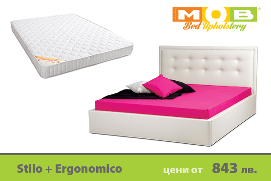 (Български) Спалня Стило мебели MOB с мемори матрак Ergonomico
